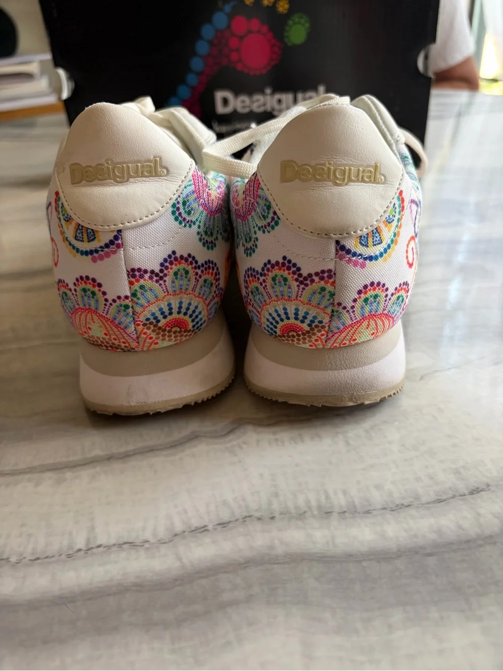 Desigual White Embroidered Sneakers
